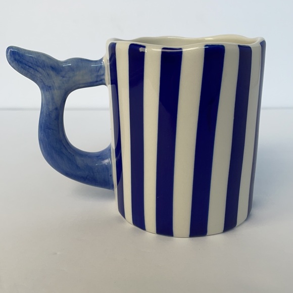 Striped Blue and White Whale Mug by The Old Pottery Company - Picture 2 of 11